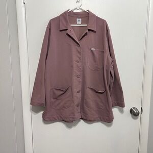 Lee Workwear Chore Jacket XXL Mauve Dusty Button Front Utility Shacket Oversized